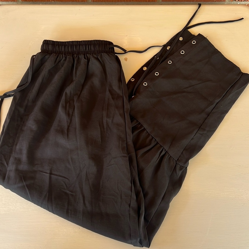 Black Pants with Top Tie & Bottom Lace Up